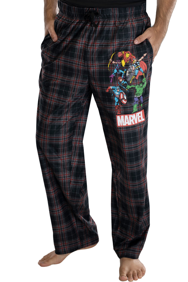 Marvel Comics Men's Vintage Distressed Avengers Plaid Lounge Pants Sleepwear Pajama Pants