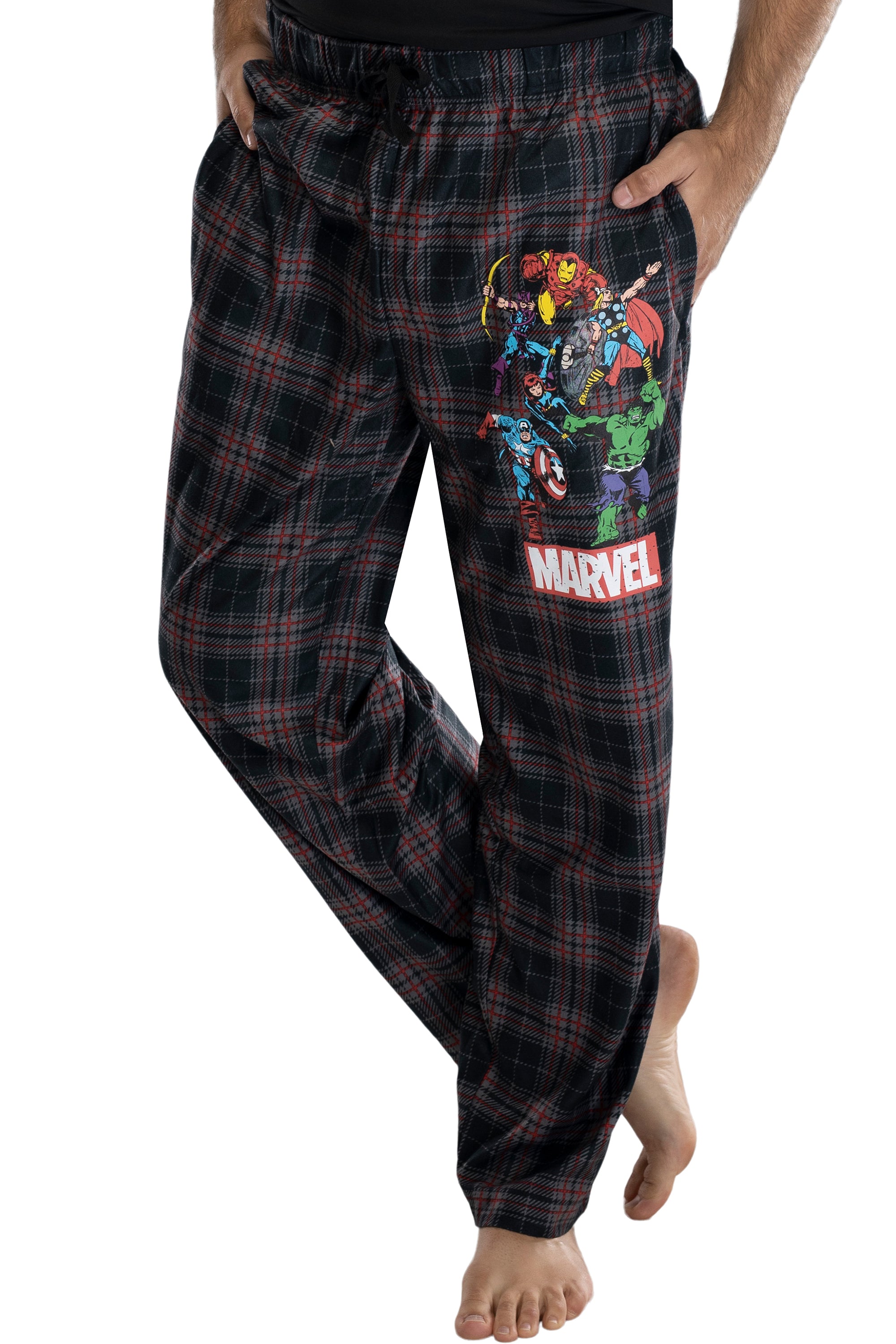 Marvel Comics Men's Vintage Distressed Avengers Plaid Lounge Pants Sleepwear Pajama Pants