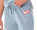Marvel Comics Women's Brick Logo Athletic V-Neck Shirt And Jogger Pants 2 Piece Pajama Set