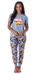 Marvel Women's Character Comic Book Print 2 Piece Jogger Pajama Set