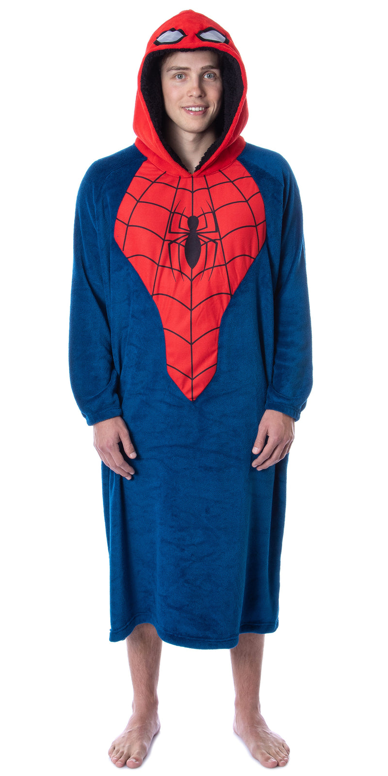 Marvel Mens' Spider-Man Logo Hooded Fleece Costume Poncho Pajama For Men Women