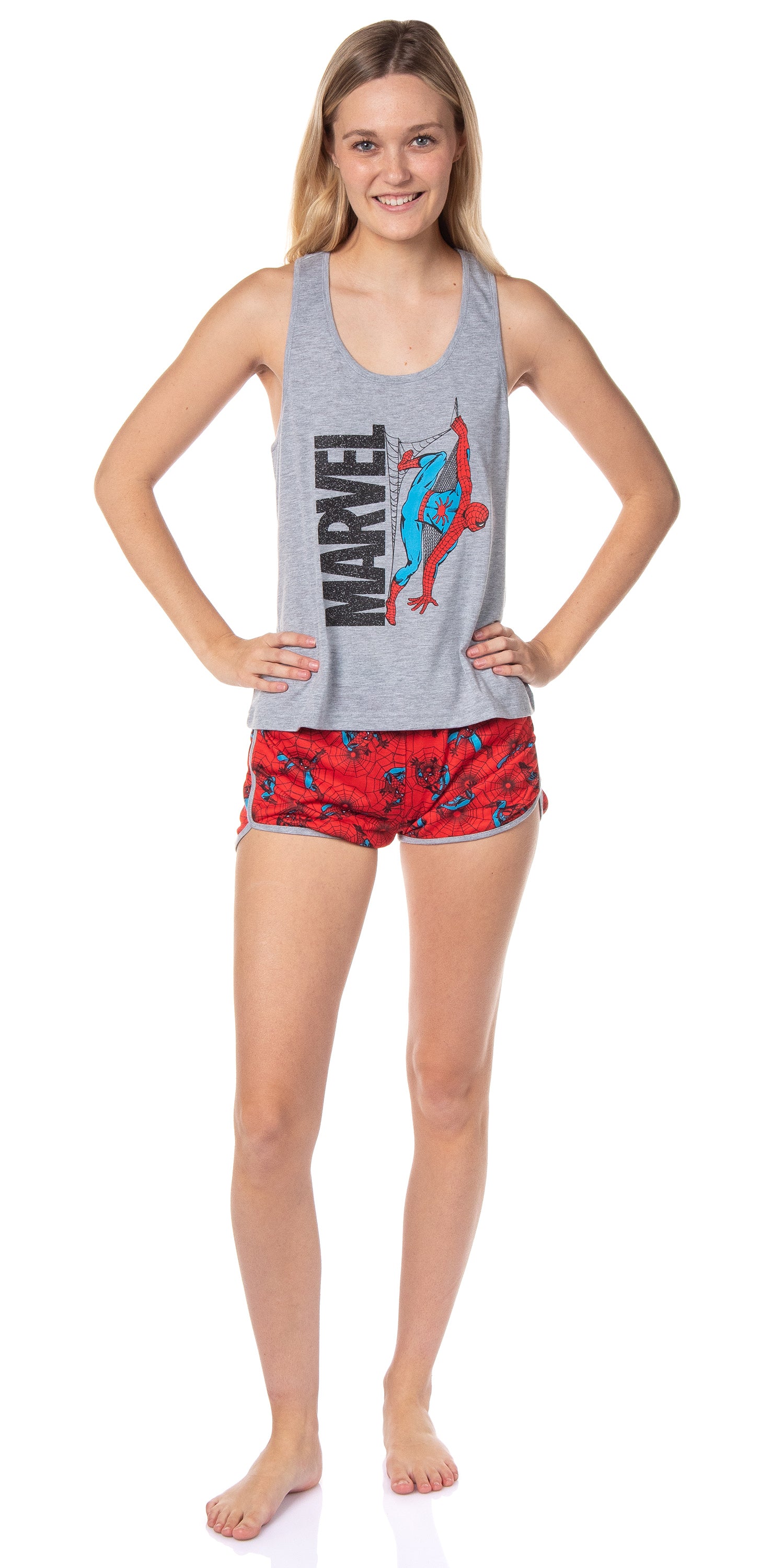 Marvel Womens' Spider-Man Comic Superhero Character Sleep Pajama Set Shorts