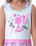Barbie Girls' Tie-Dye Kids Tank Nightgown Pajama Outfit With Tulle Skirt Overlay