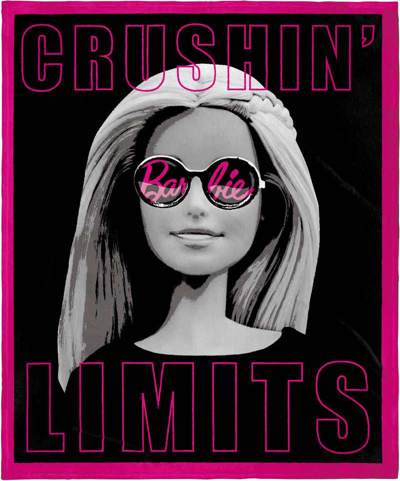 Barbie Crushin' Limits Super Soft And Cuddly Plush Fleece Throw Blanket 50" x 60" (127cm x152cm)