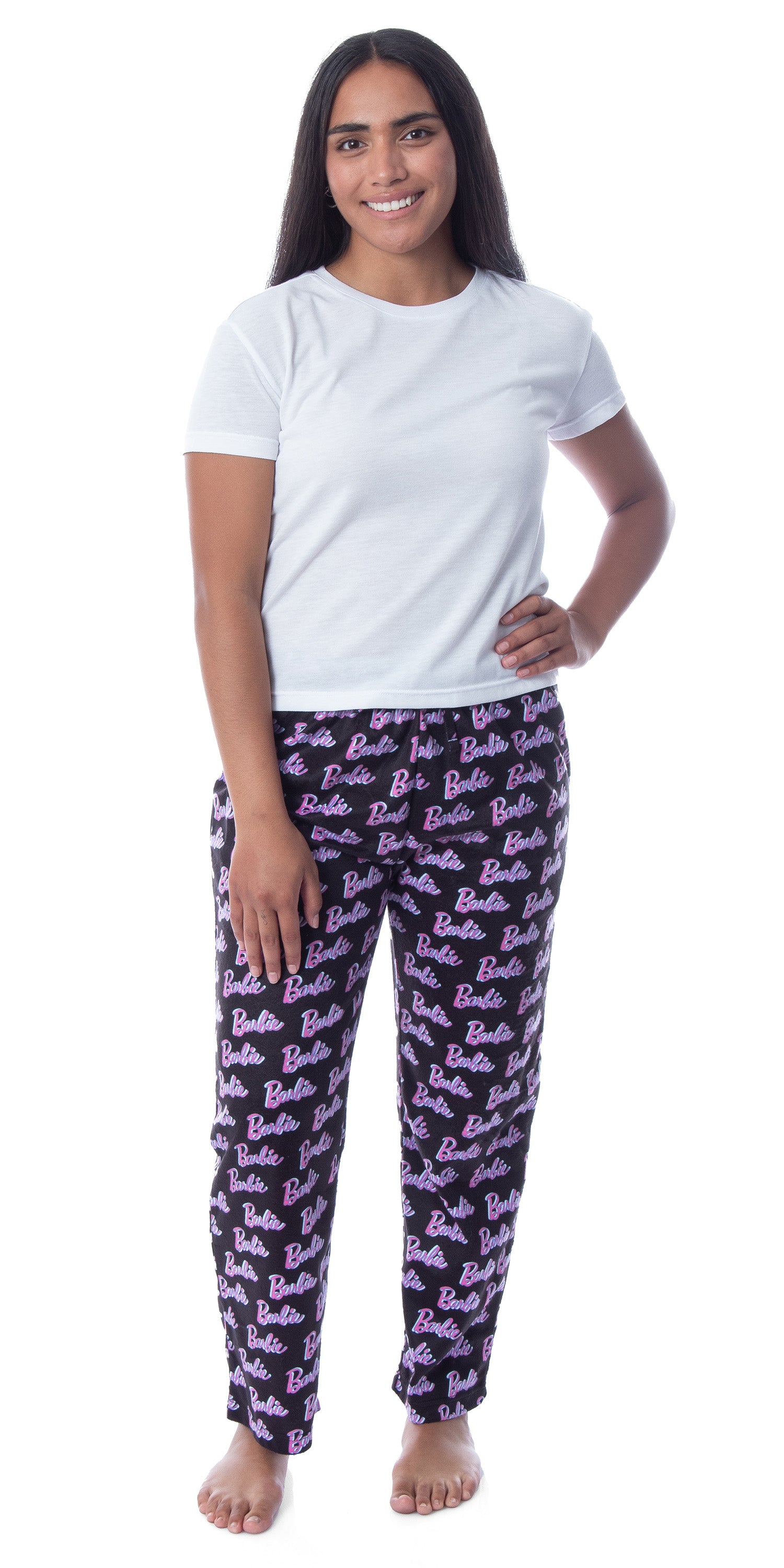 Mattel Womens' Barbie Logo All Over Print Loungewear Sleep Pajama Pants