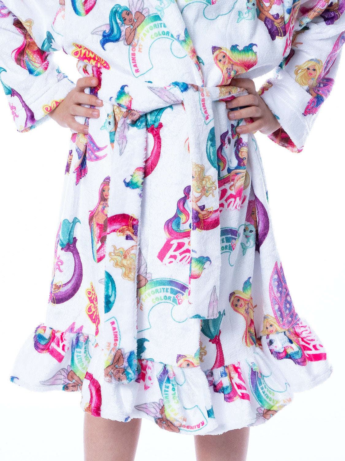 Mattel Girls' Barbie Fantasy Mermaid Fairy Rainbow Ruffled Bathrobe Robe