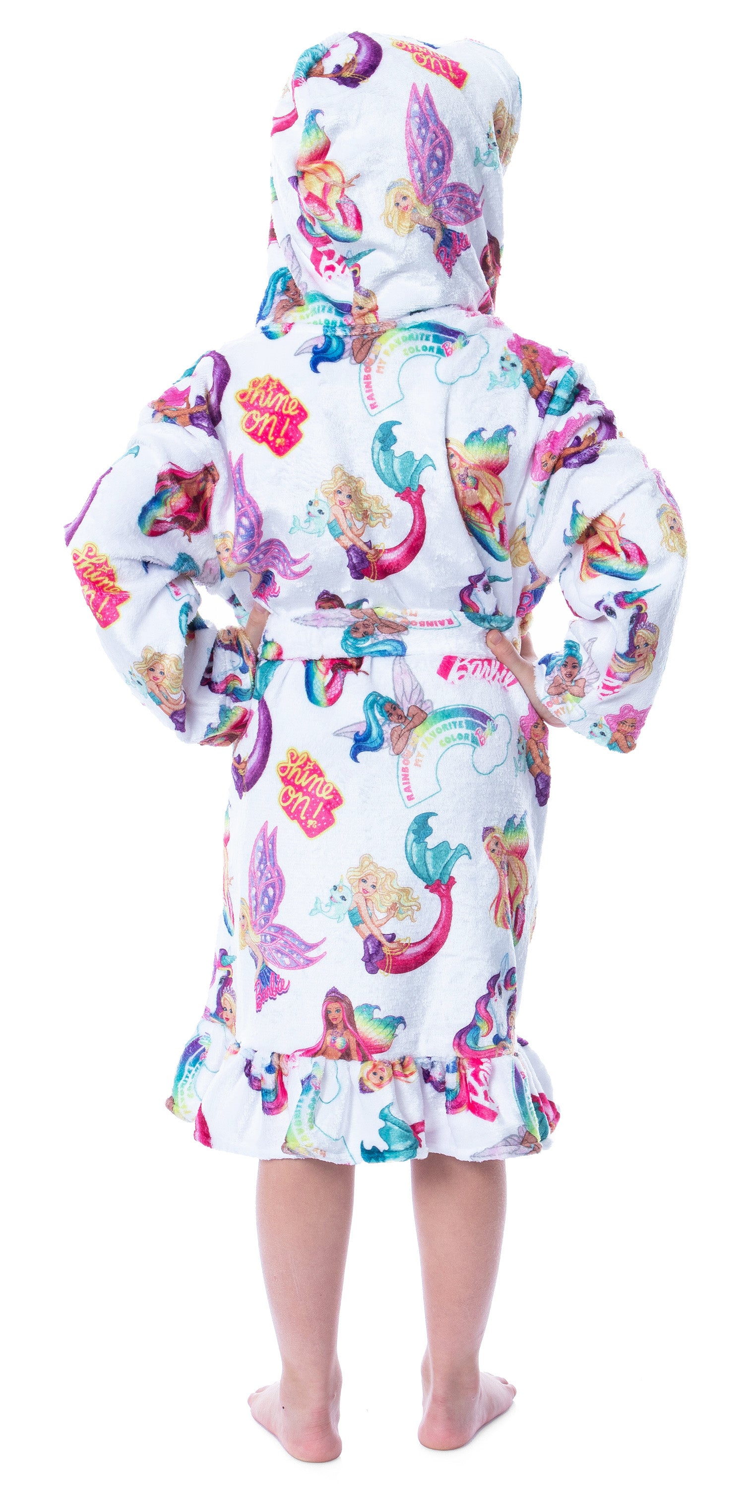 Mattel Girls' Barbie Fantasy Mermaid Fairy Rainbow Ruffled Bathrobe Robe