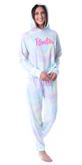 Mattel Barbie Doll Logo Tie Dye Womens' Pajama Loungewear Hooded Jogger Set (Small)