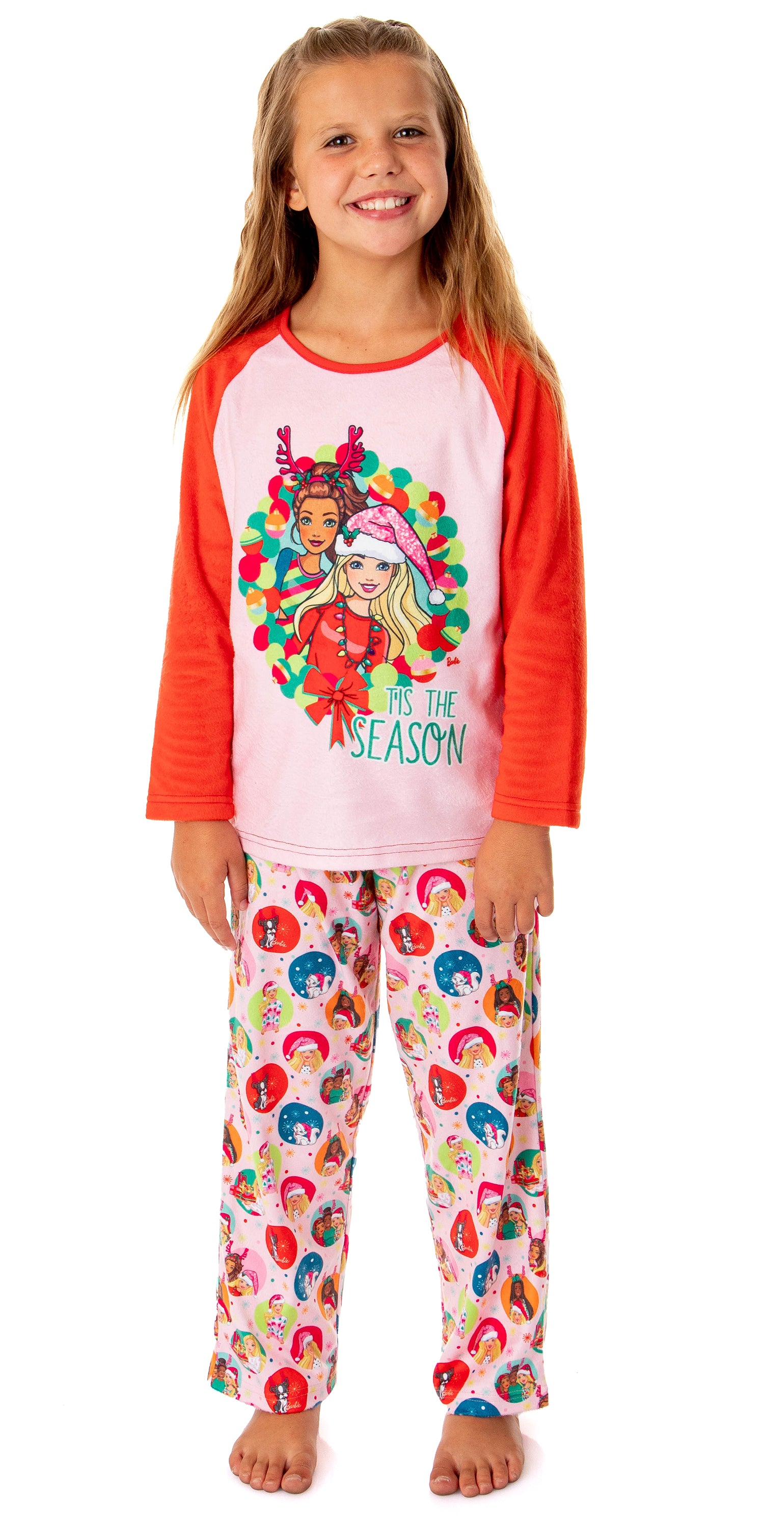 Barbie Girls' Christmas Santa Characters Tis The Season Sleep Pajama Set