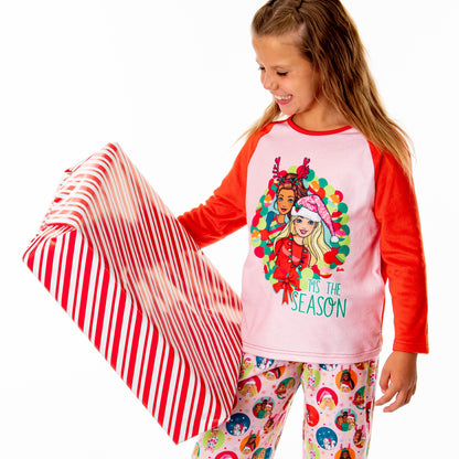 Barbie Girls' Christmas Santa Characters Tis The Season Sleep Pajama Set