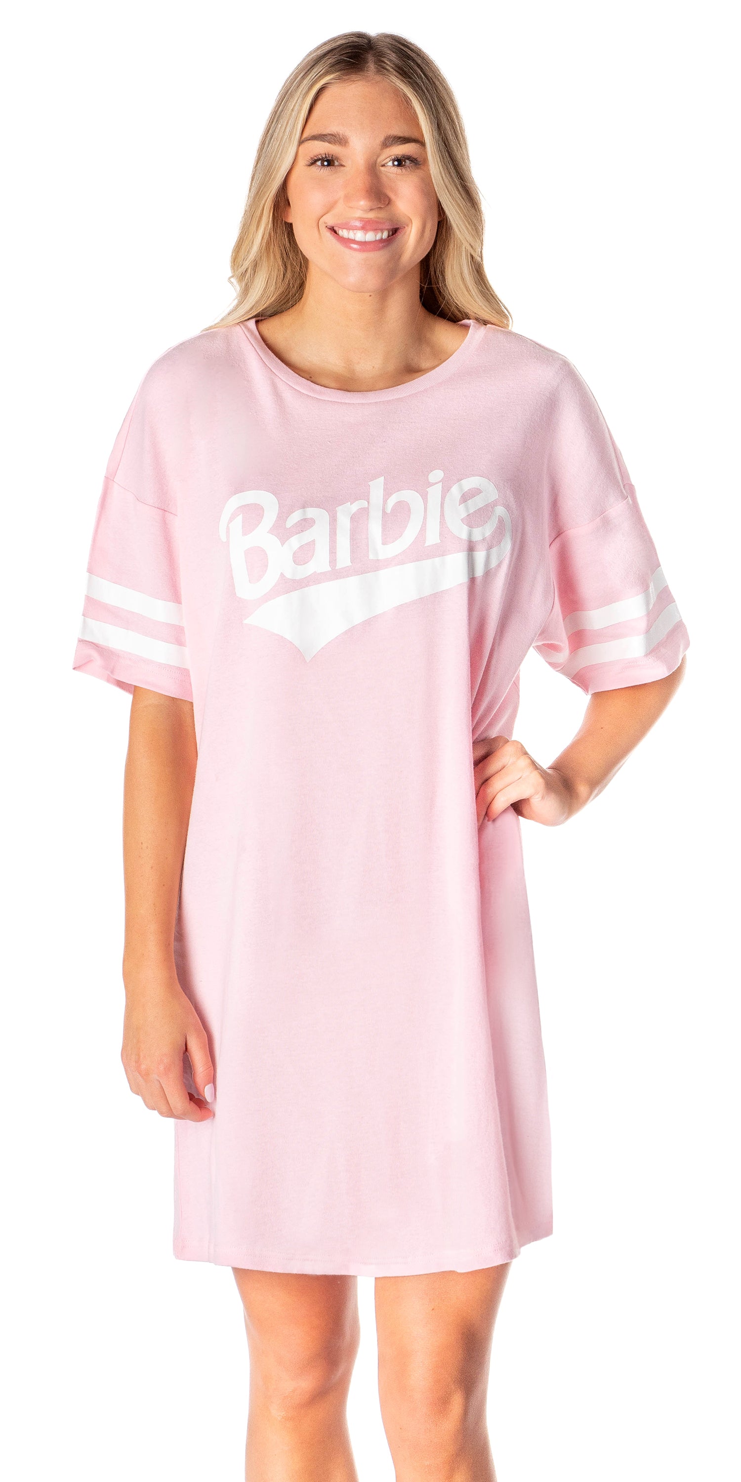 Barbie Womens Classic Oversized Retro Boyfriend Tee Nightgown Sleep Pajama Shirt