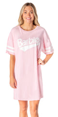 Barbie Womens' Classic Retro Title Logo Nightgown Sleep Pajama Shirt