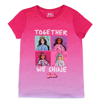 Barbie Girls' Together We Shine Characters Sketch Sleep Pajama Set Shorts