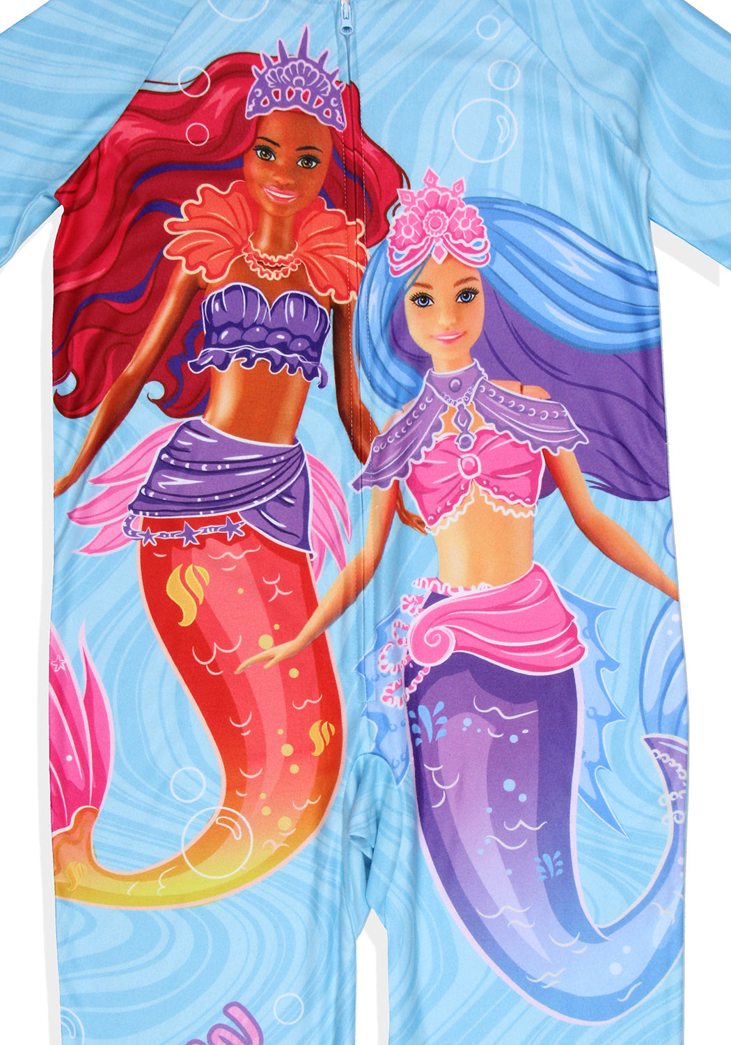 Barbie Girls' Mermaid Brooklyn and Malibu Footless Sleeper Pajama For Kids