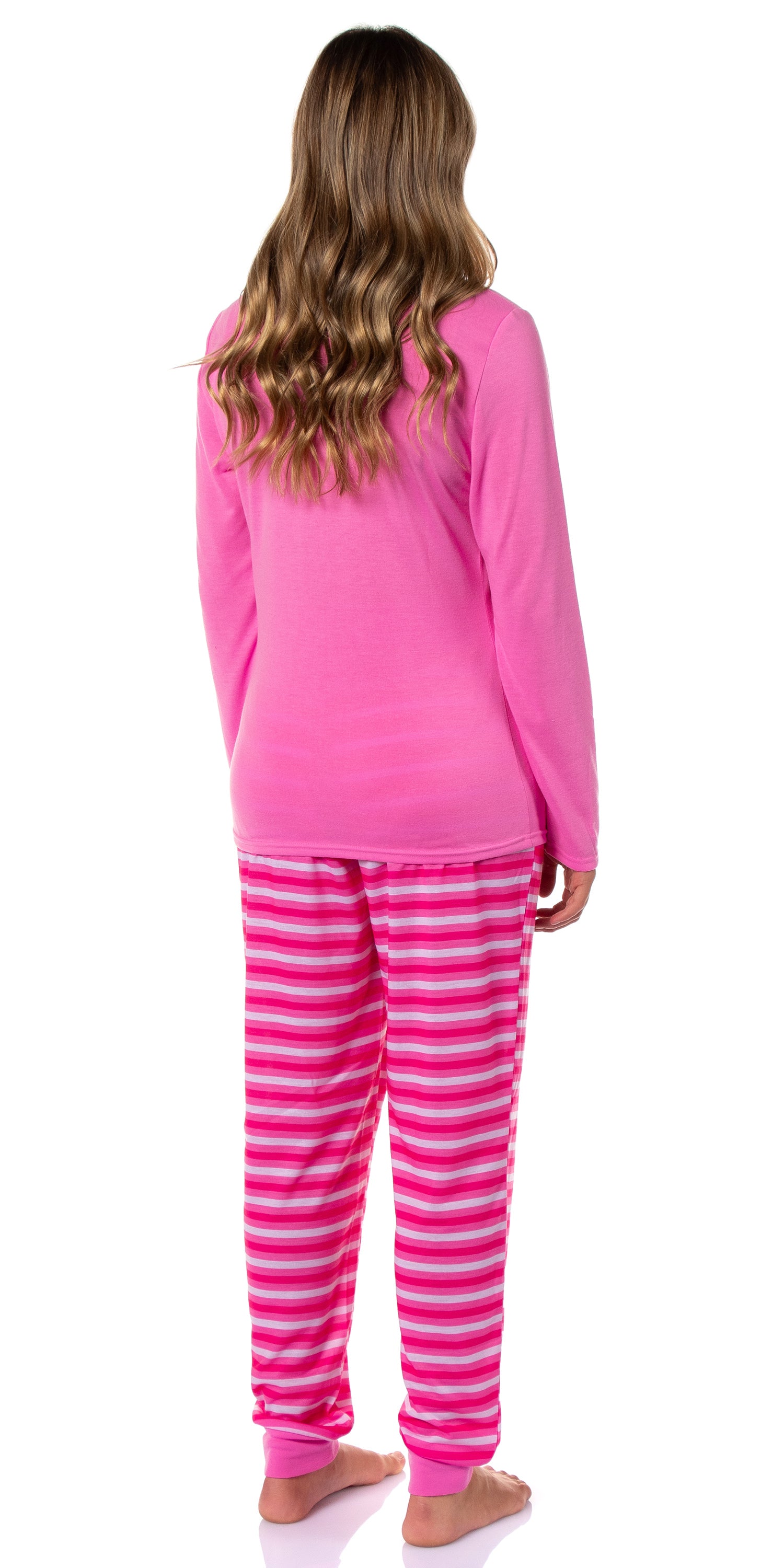 Barbie Women's Classic Retro Logo 2-Piece Long Sleeve Sleepwear Jogger Pajama Set Loungewear