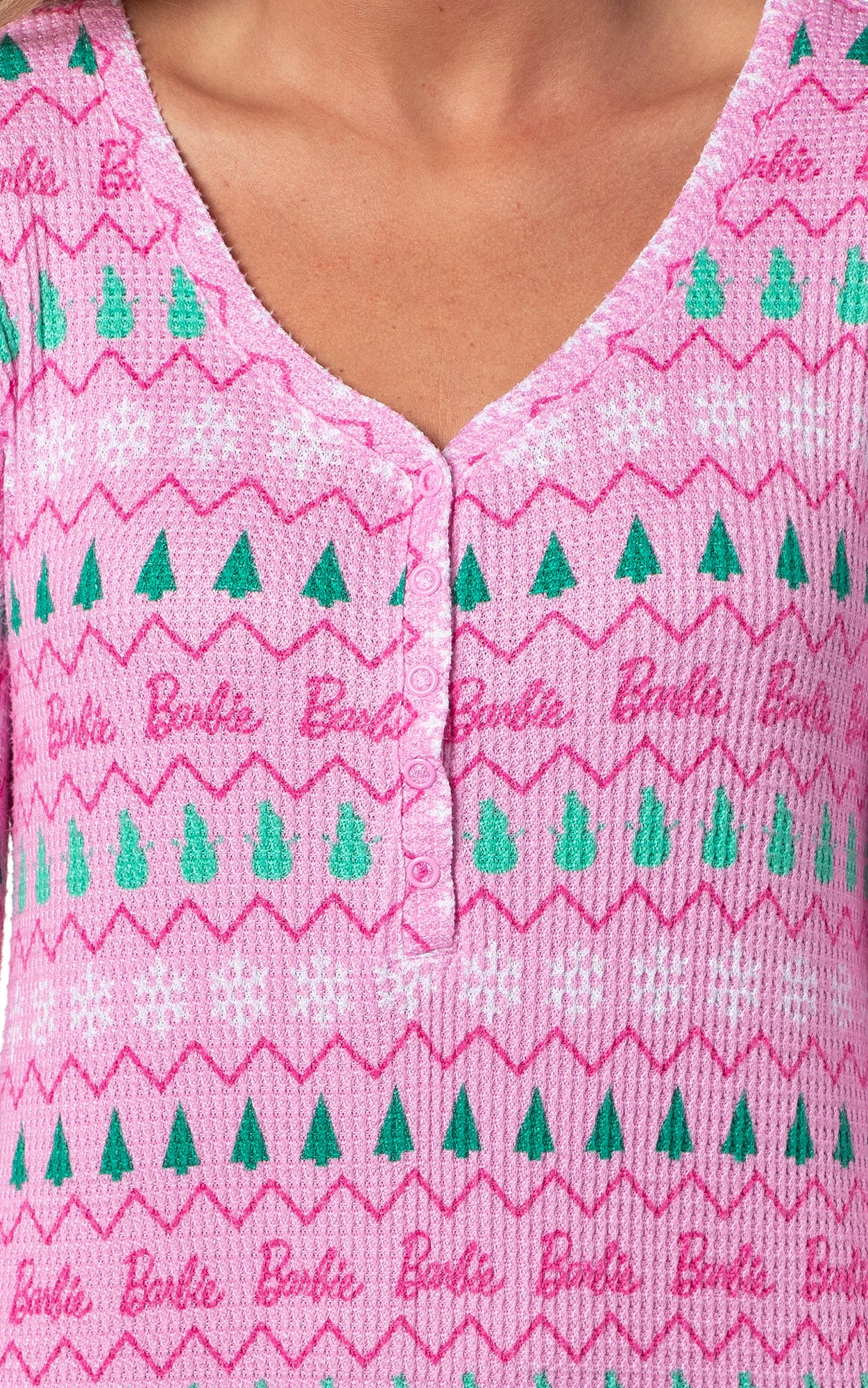 Barbie Women's Christmas Long Johns Long Sleeve Footless Sleep Pajamas