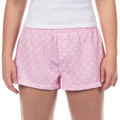 Barbie Boxer Shorts Women's Allover Logo Design Sleep Pajama Loungewear