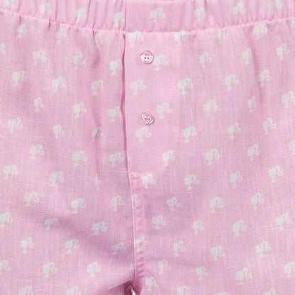 Barbie Boxer Shorts Women's Allover Logo Design Sleep Pajama Loungewear