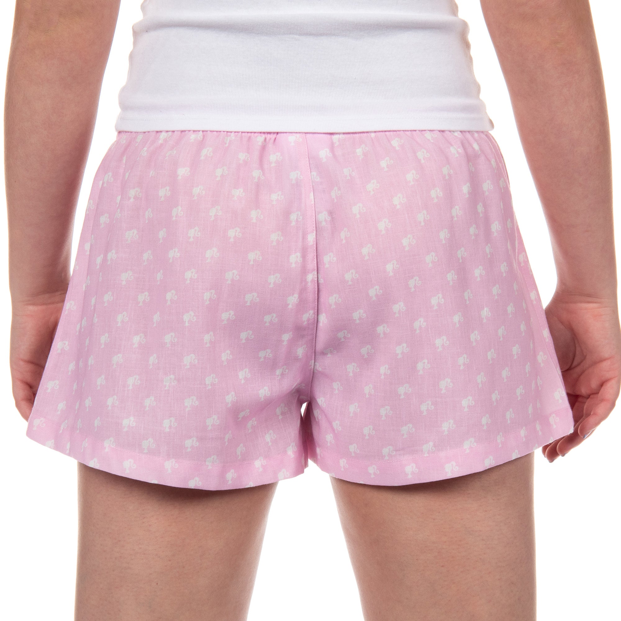 Barbie Boxer Shorts Women's Allover Logo Design Sleep Pajama Loungewear