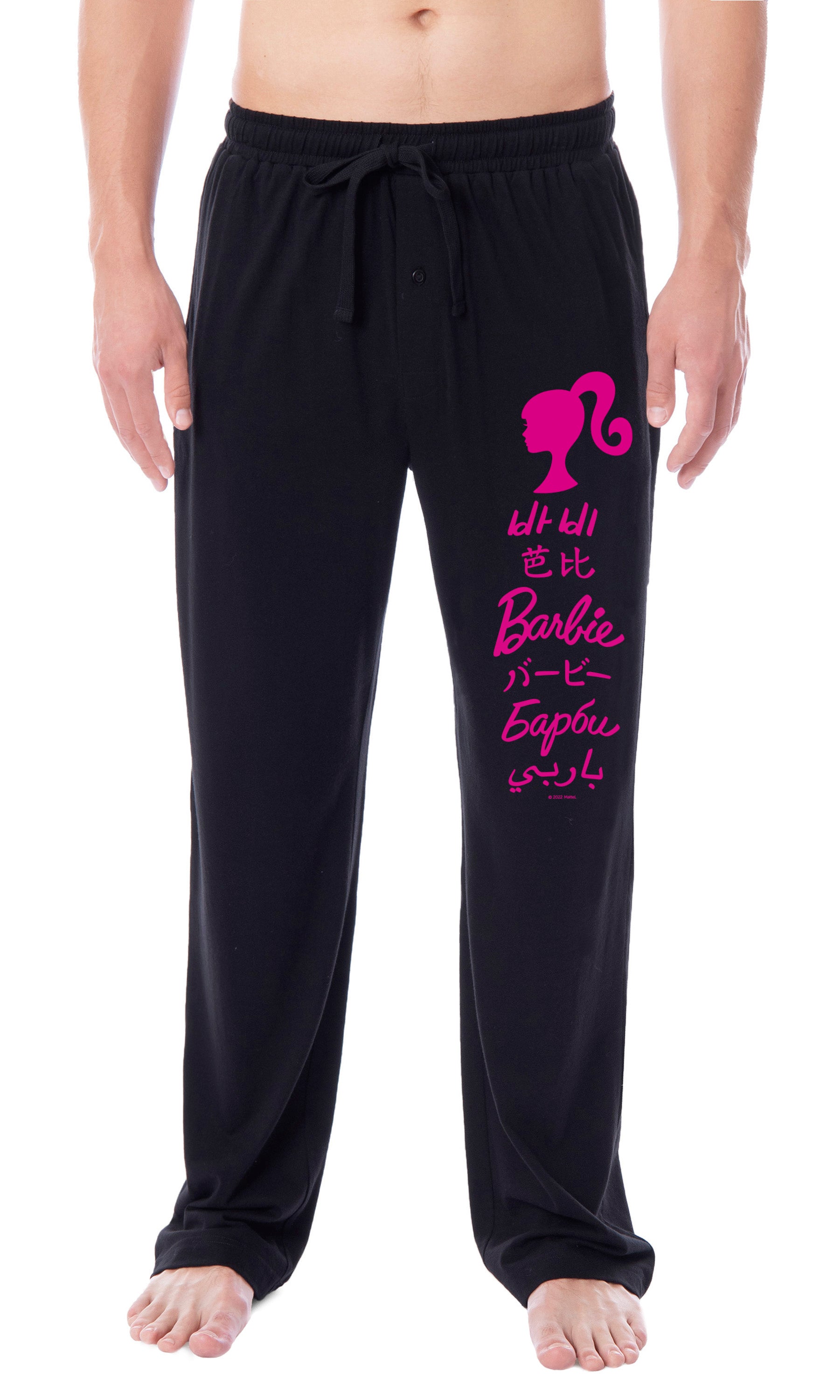 Barbie Mens' All Around The World Languages Title Logo Sleep Pajama Pants