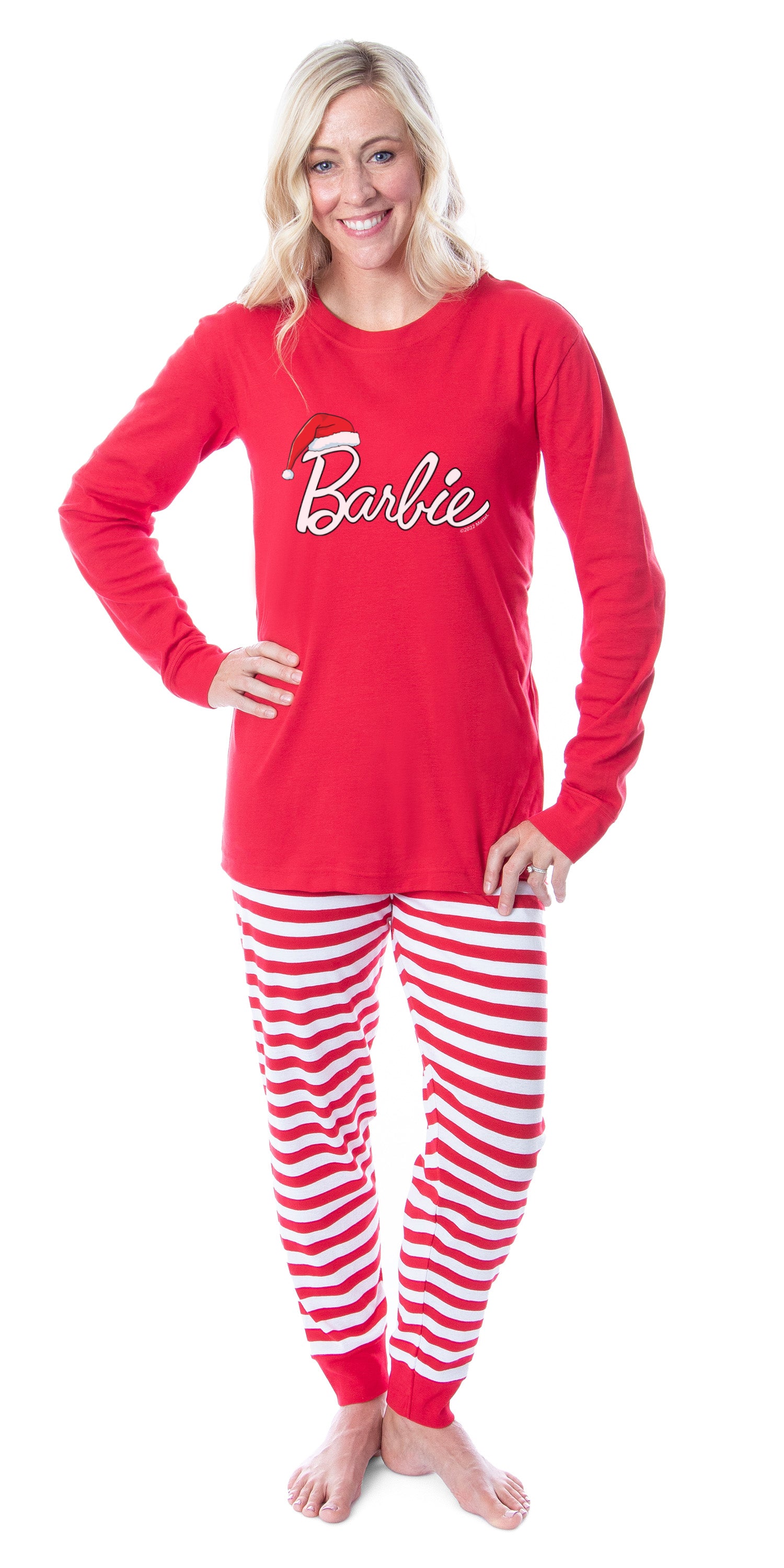 Barbie Family Christmas Logo Santa Unisex Sleep 2 Piece Pajama Set