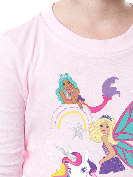 Barbie Girls' Magical Mermaid Fairy Unicorn Sparkle 2 Piece Sleep Pajama Set