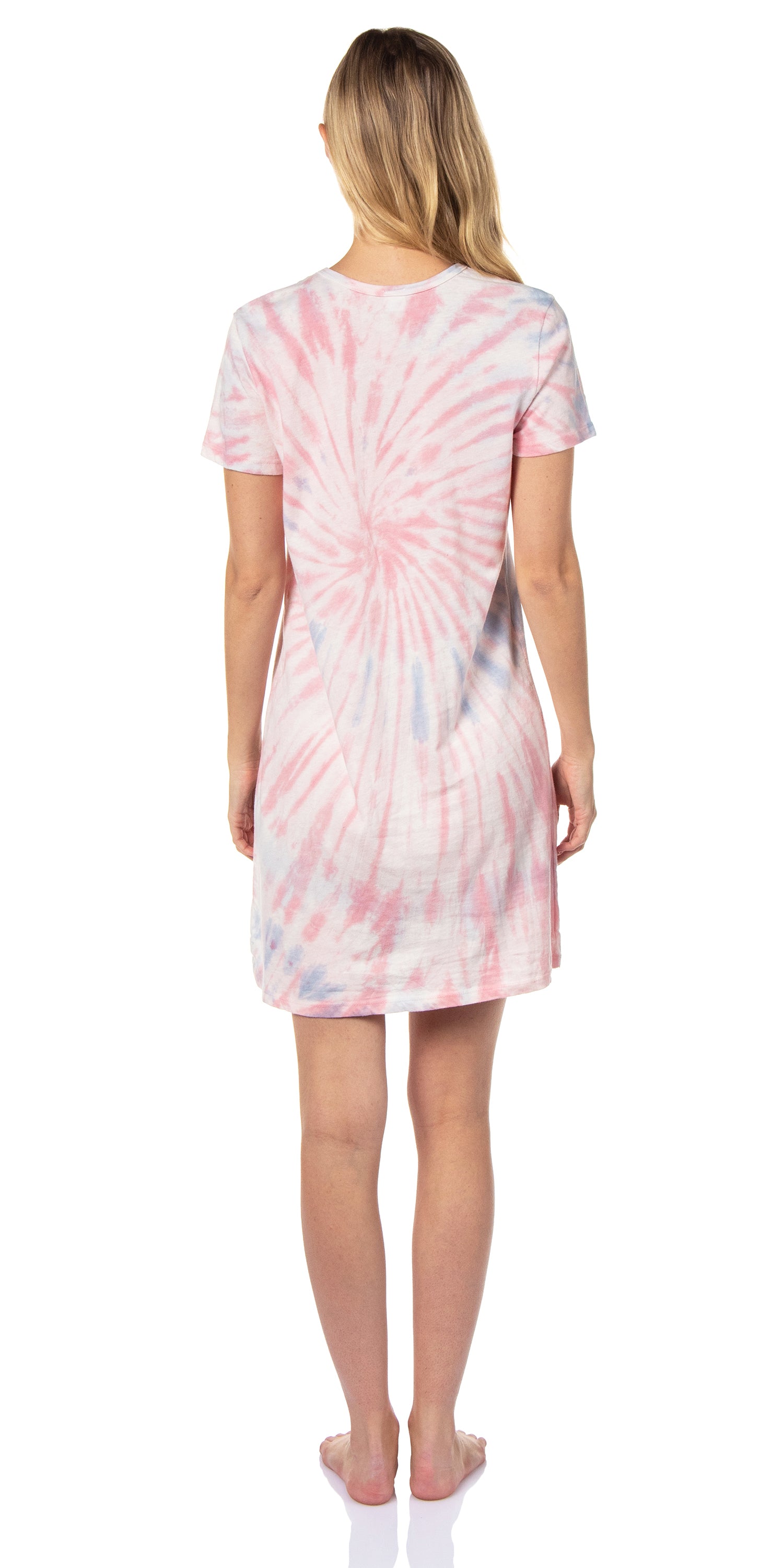 Barbie Womens' Title Logo Tie-Dye Nightgown Sleep Pajama Shirt For Adults