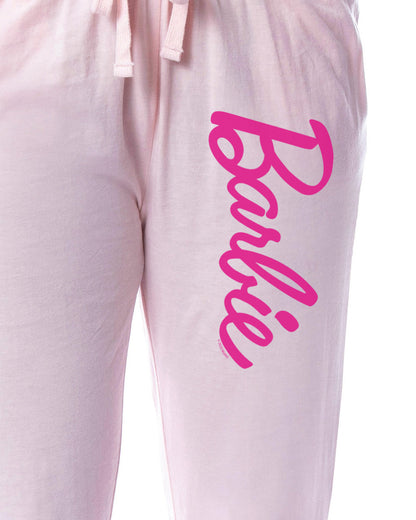 Barbie Women's Pink Title Logo Sleep Jogger Pajama Pants For Adults