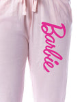 Barbie Women's Pink Title Logo Sleep Jogger Pajama Pants For Adults