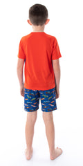 Hot Wheels Cars Boy's Pajamas Race Team Short Sleeve Shirt And Shorts 2 PC PJs Sleepwear Pajama Set