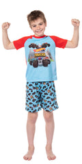 Hot Wheels Boys' Monster Trucks Toys Tossed Print Sleep Pajama Set Shorts