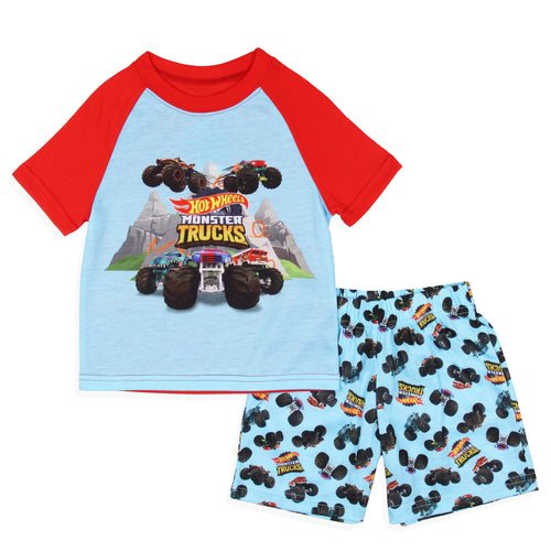Hot Wheels Toddler Boy's Monster Trucks Toys Tossed Print Sleep Pajama Set Short