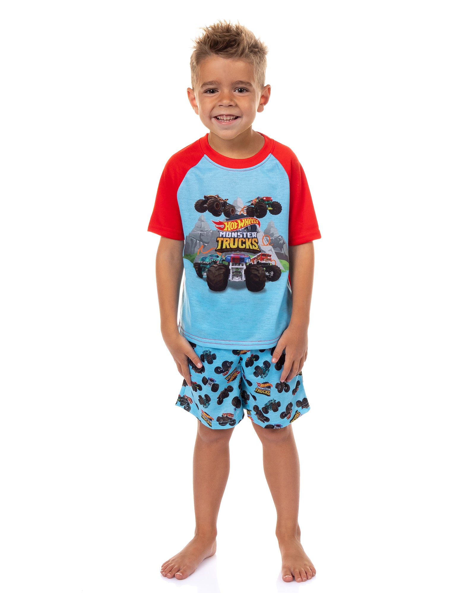 Hot Wheels Toddler Boy's Monster Trucks Toys Tossed Print Pajama Set Short
