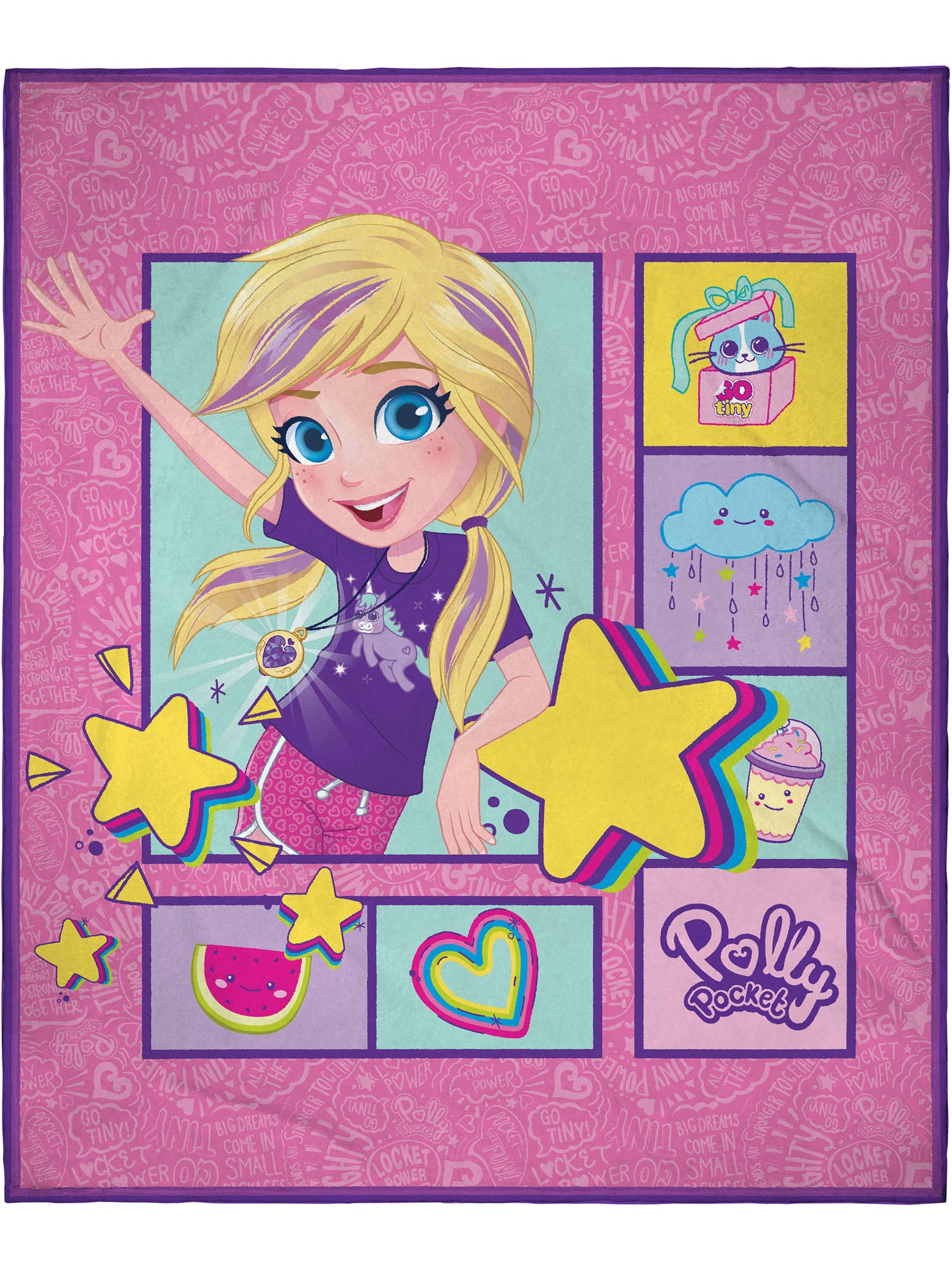 Polly Pocket It's Pocket Time! Soft And Cuddly Plush Fleece Throw Blanket