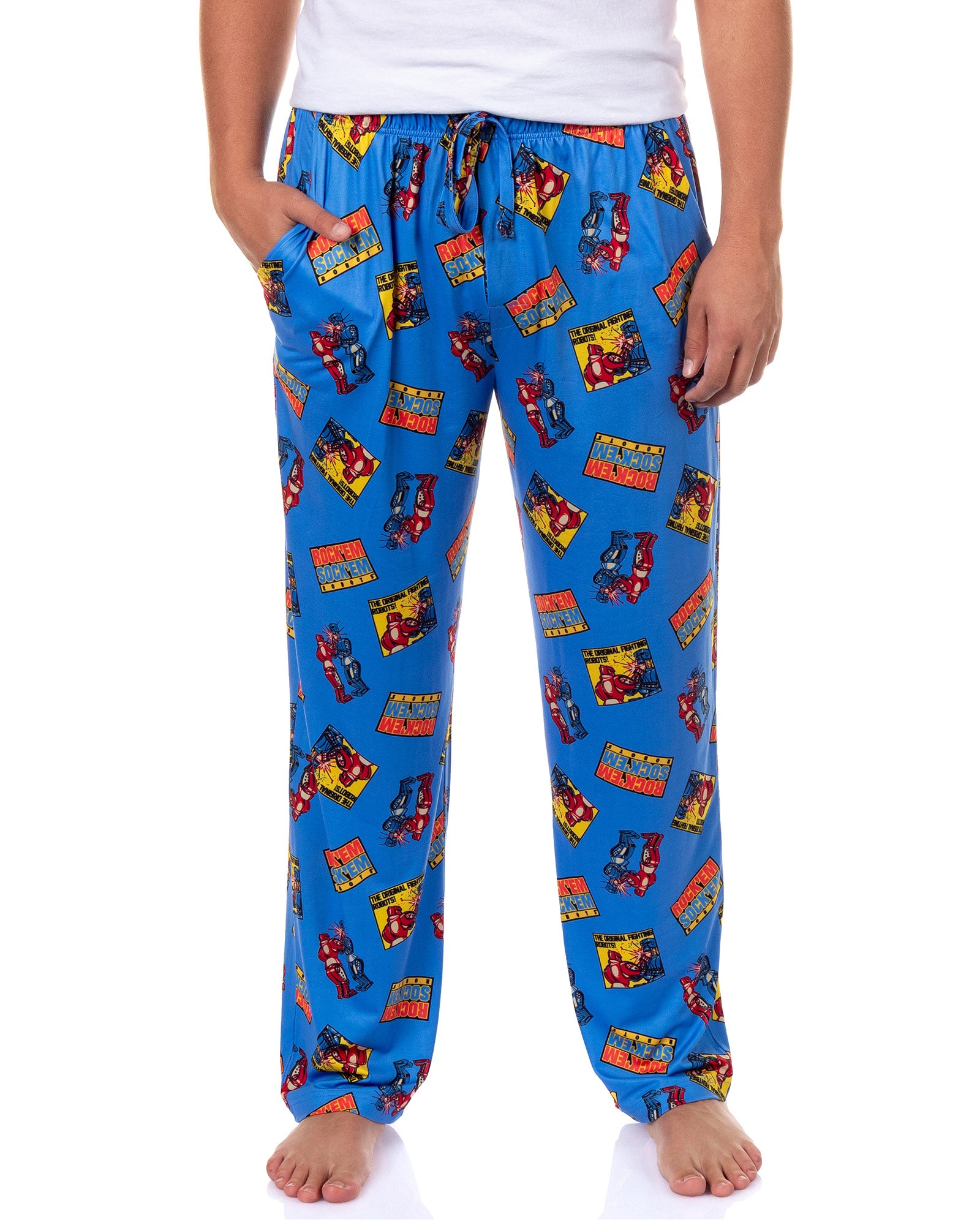 Rock Em Sock Em Pajamas Men's Robots Lounge Bottom Pj Pants