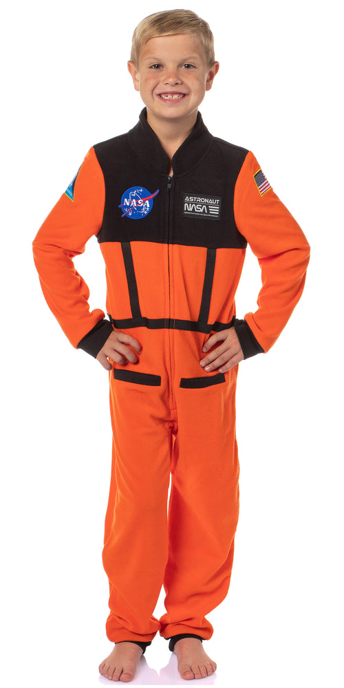 NASA Boys' Space Shuttle Astronaut Meatball Patch One Piece Space Suit Costume Pajama Sleep Set Union Suit For Kids