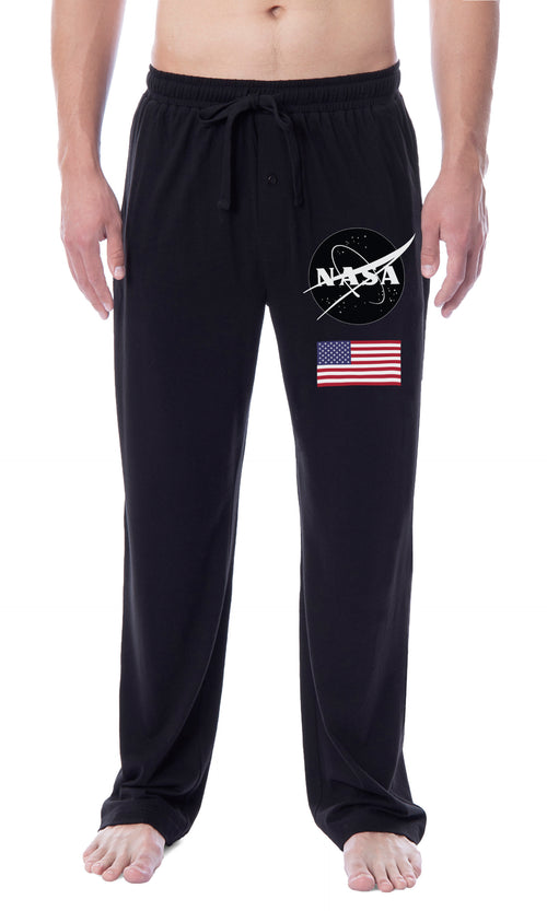 NASA Mens' Logo Icon American Flag Space Sleep Pajama Pants