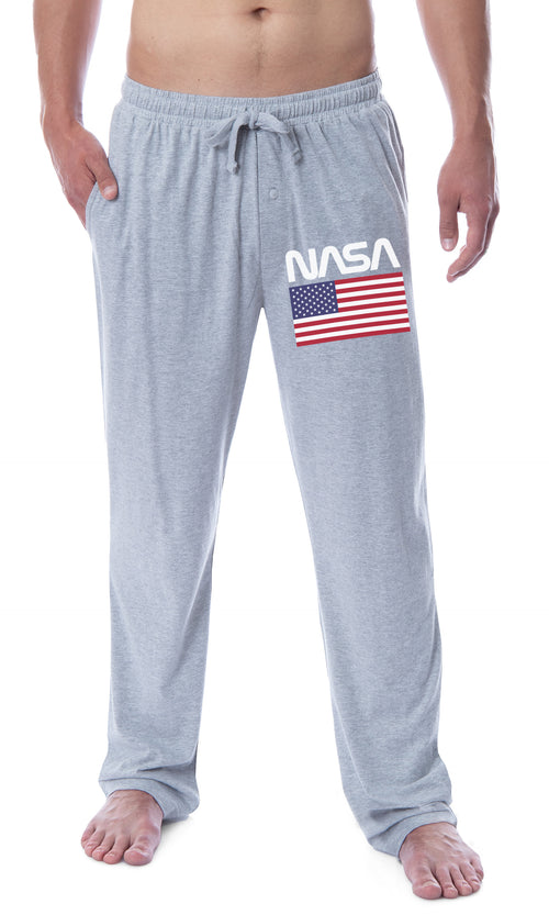 NASA Mens' Space Fashion Logo American Flag Sleep Pajama Pants