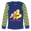 Curious George Toddler Boys' Tight Fit Character Banana Striped Sleep Pajama Set Long Sleeves Pants