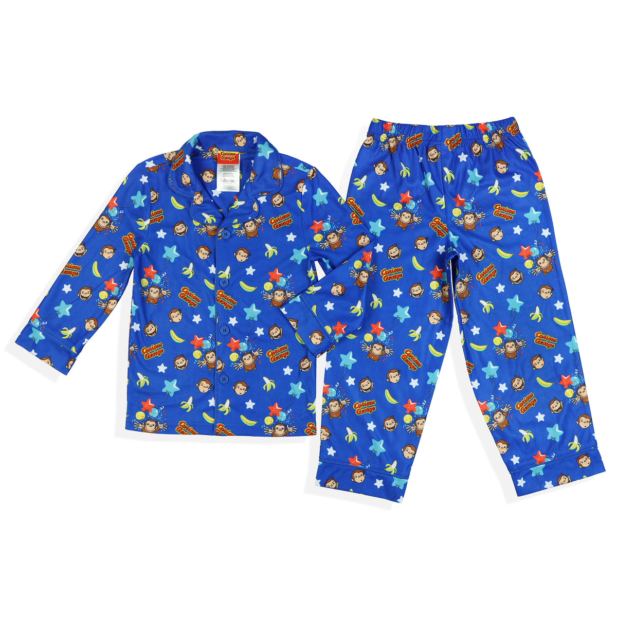 Curious George Toddler Pajamas Long Sleeve Button Up 2 Piece Sleepwear Set (6)