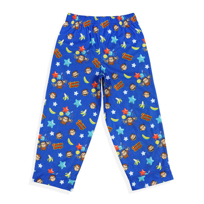Curious George Toddler Pajamas Long Sleeve Button Up 2 Piece Sleepwear Set (4T)