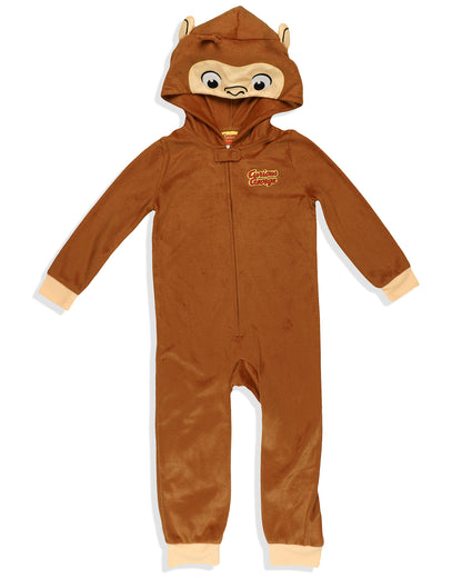 Curious George Union Suit Toddler One Piece Hooded Loungewear Pajamas (2T)