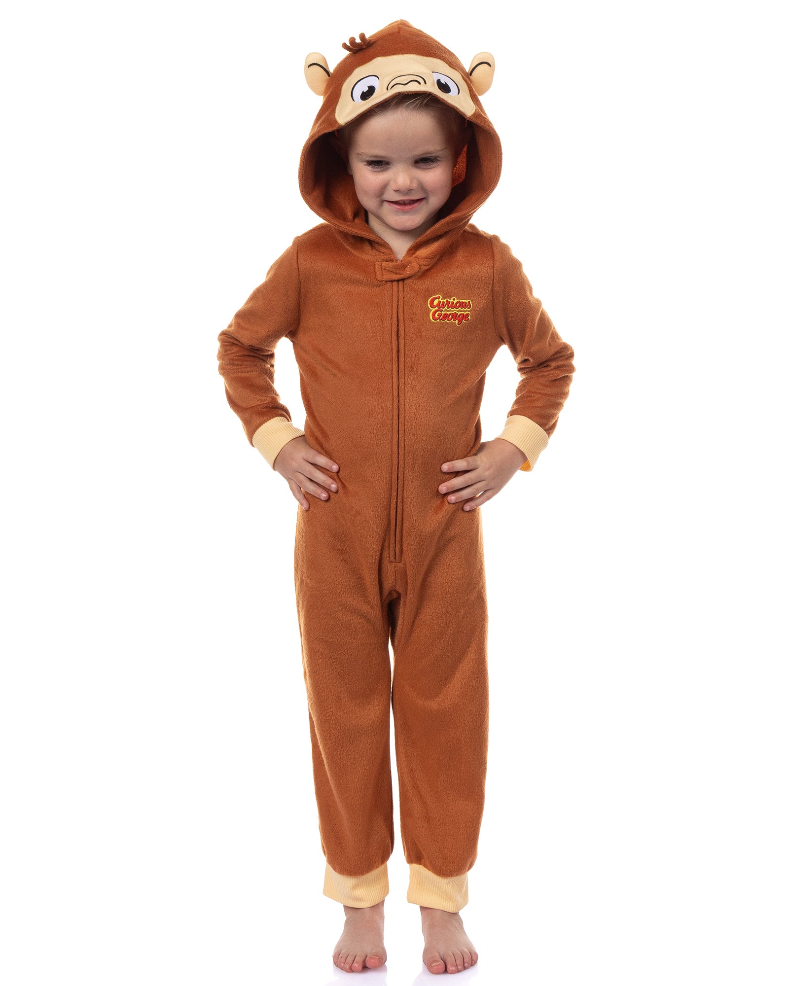 Curious George Union Suit Toddler One Piece Hooded Loungewear Pajamas (6)