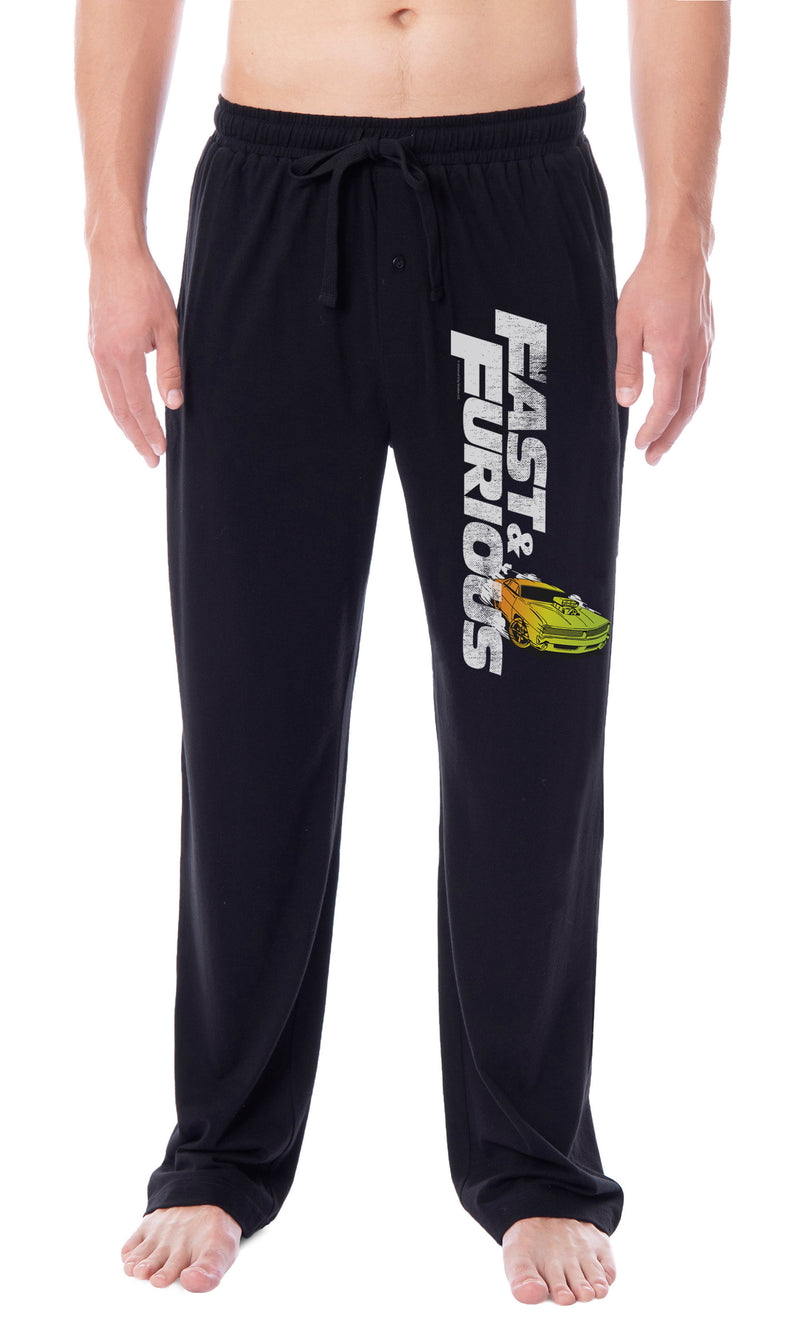 Fast & Furious Mens' Action Movie Film Title Logo Sleep Pajama Pants