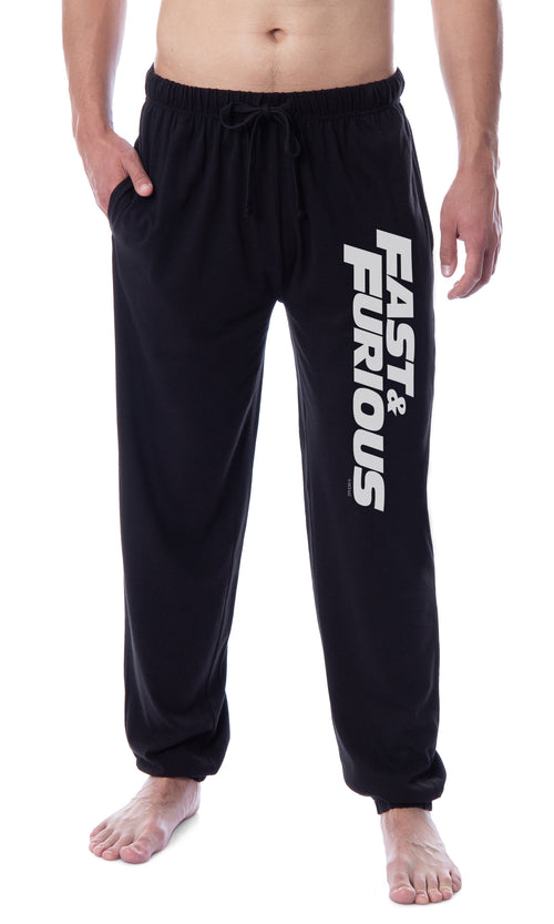 Fast & Furious Mens' Action Movie Film Title Logo Sleep Jogger Pajama Pants