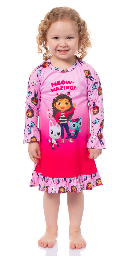 Gabby's Dollhouse Toddler Girls' Meow-Mazing! Sleep Pajama Dress Nightgown (5T)