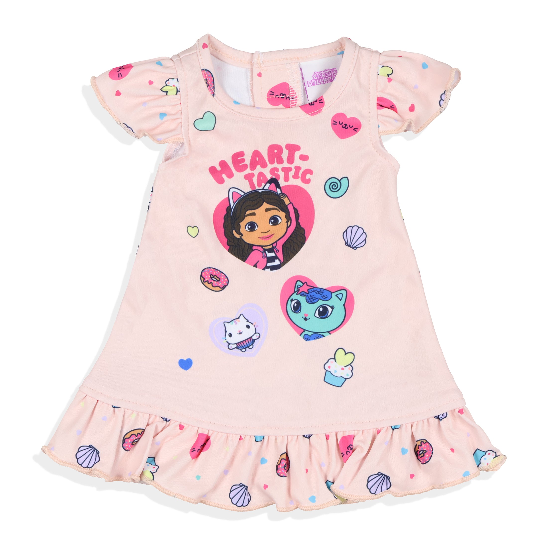 Gabby's Dollhouse Toddler Girls' Heart-Tastic Nightgown Matching Doll Dress