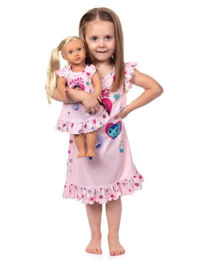 Gabby's Dollhouse Toddler Girls' Heart-Tastic Nightgown Matching Doll Dress