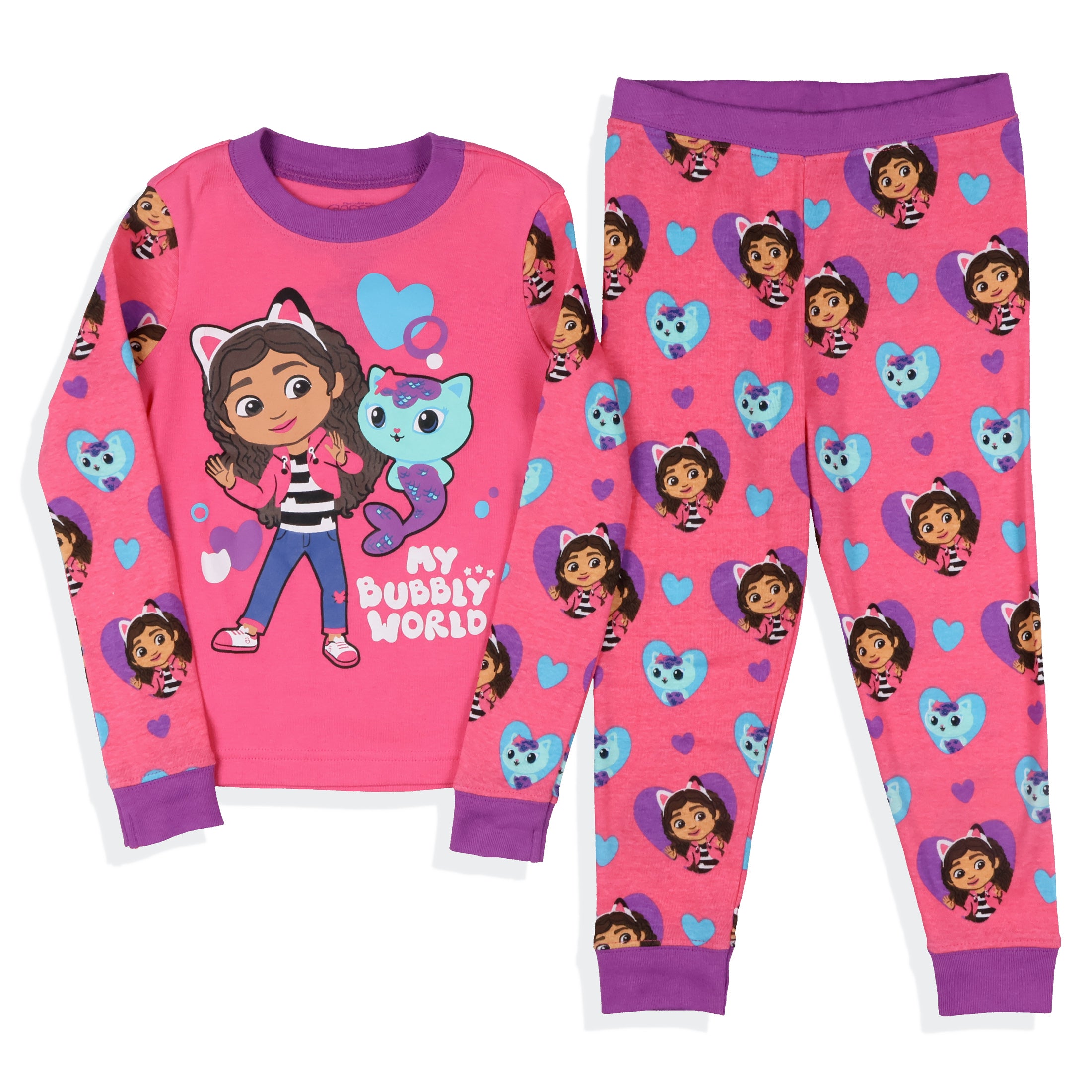 Gabby's Dollhouse Bubbly World Toddler Girls' Tight Fit 2-Piece Pajama Set