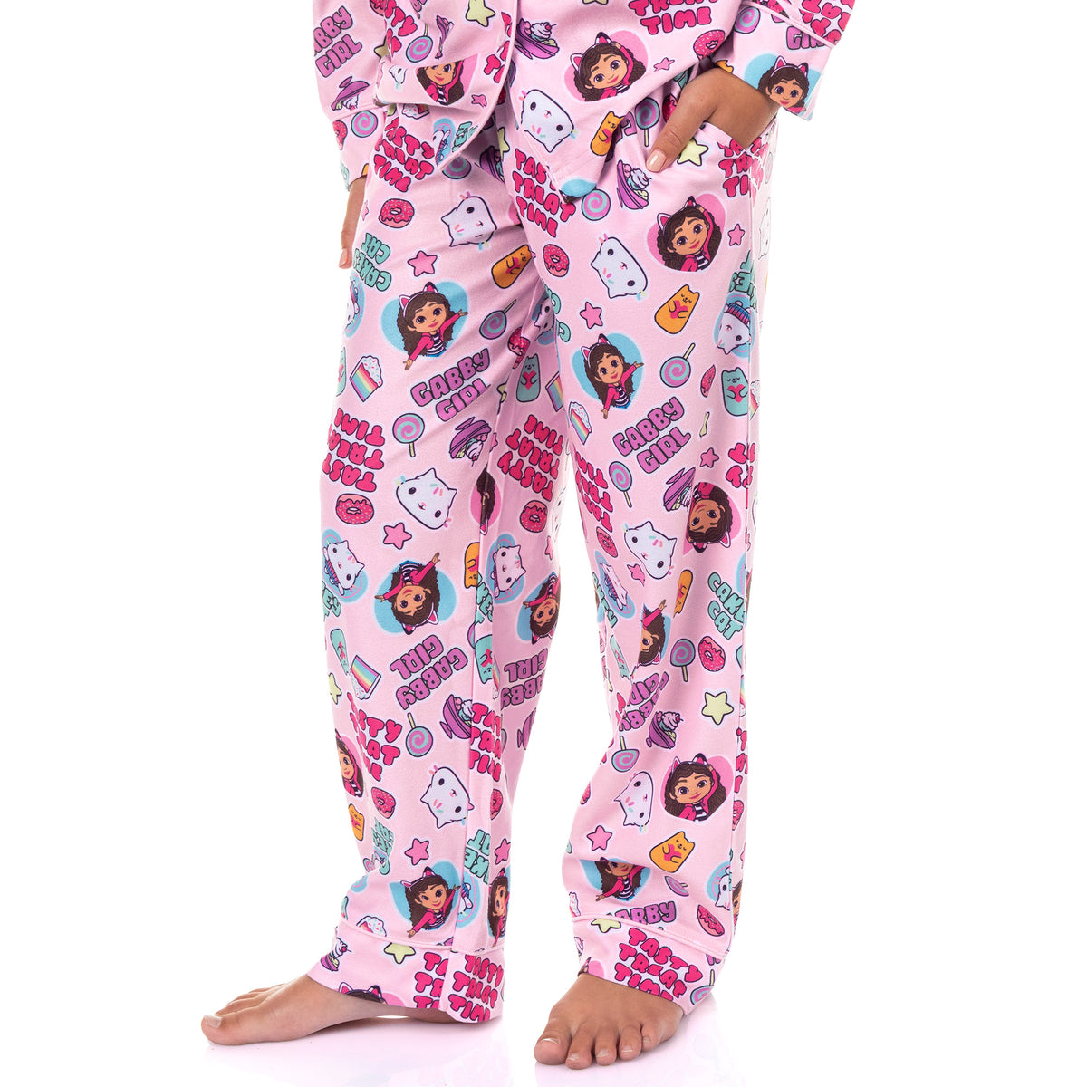 Gabby's Dollhouse Pajamas Girl's Button Up Long Sleeve Sleep Set